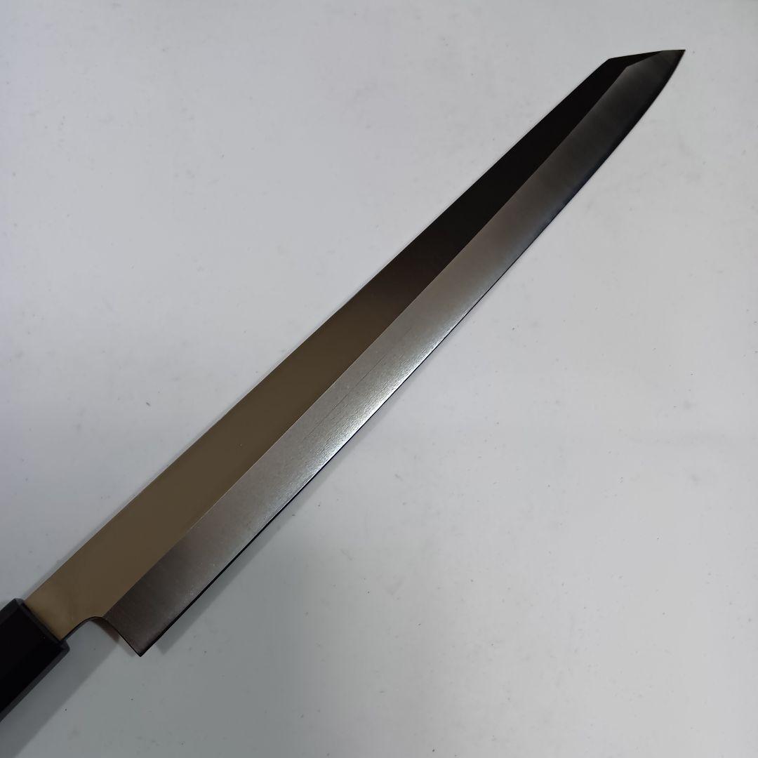 ステン本焼V金10号切付柳刃包丁33cm黒水牛黒檀八角柄