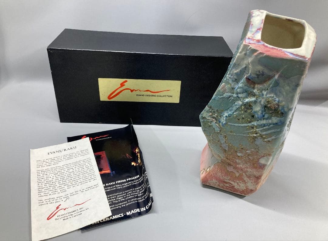 トニー・エヴァンス サイン入り 大型 楽焼 カリフォルニア セラミック