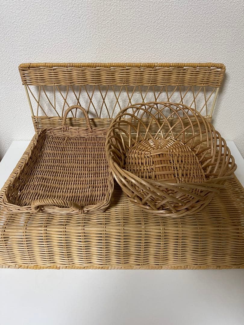 ラタン　籐籠　バスケット　BIG ラタン　籐籠　トレー