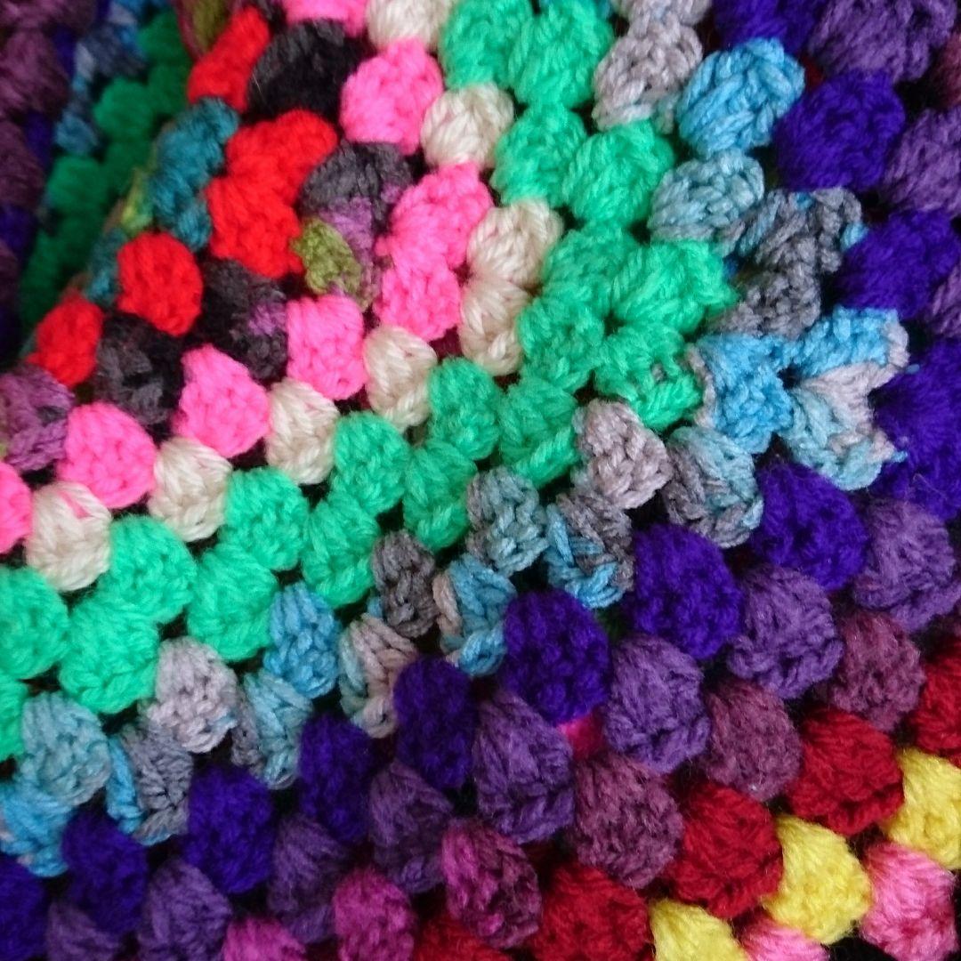 USA ヴィンテージ スクエア ニット 大判 グラニーブランケット