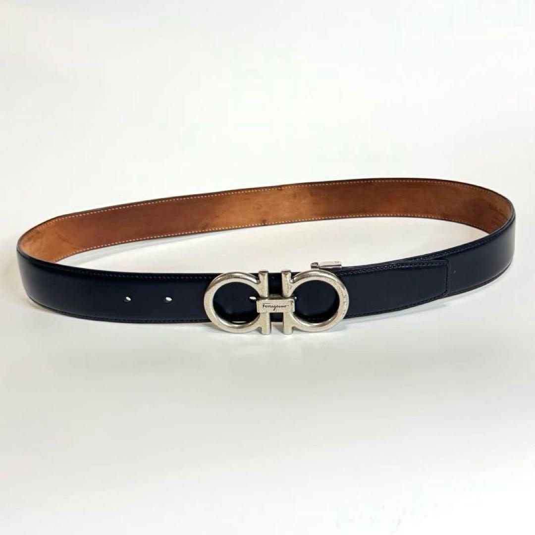【イタリア製】サルバトーレフェラガモ　ガンチーニ　ブラック　レザーベルト