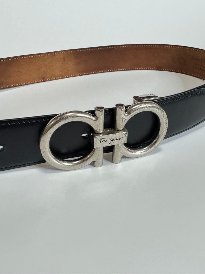 【イタリア製】サルバトーレフェラガモ　ガンチーニ　ブラック　レザーベルト