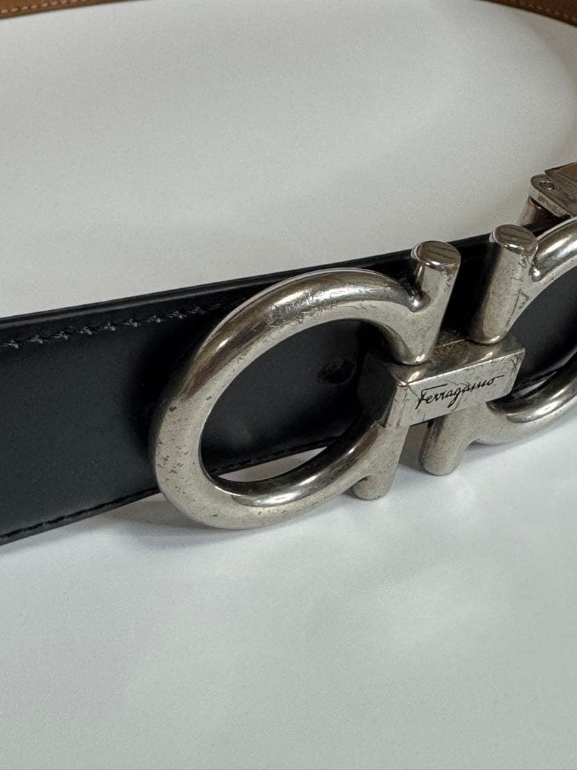 【イタリア製】サルバトーレフェラガモ　ガンチーニ　ブラック　レザーベルト