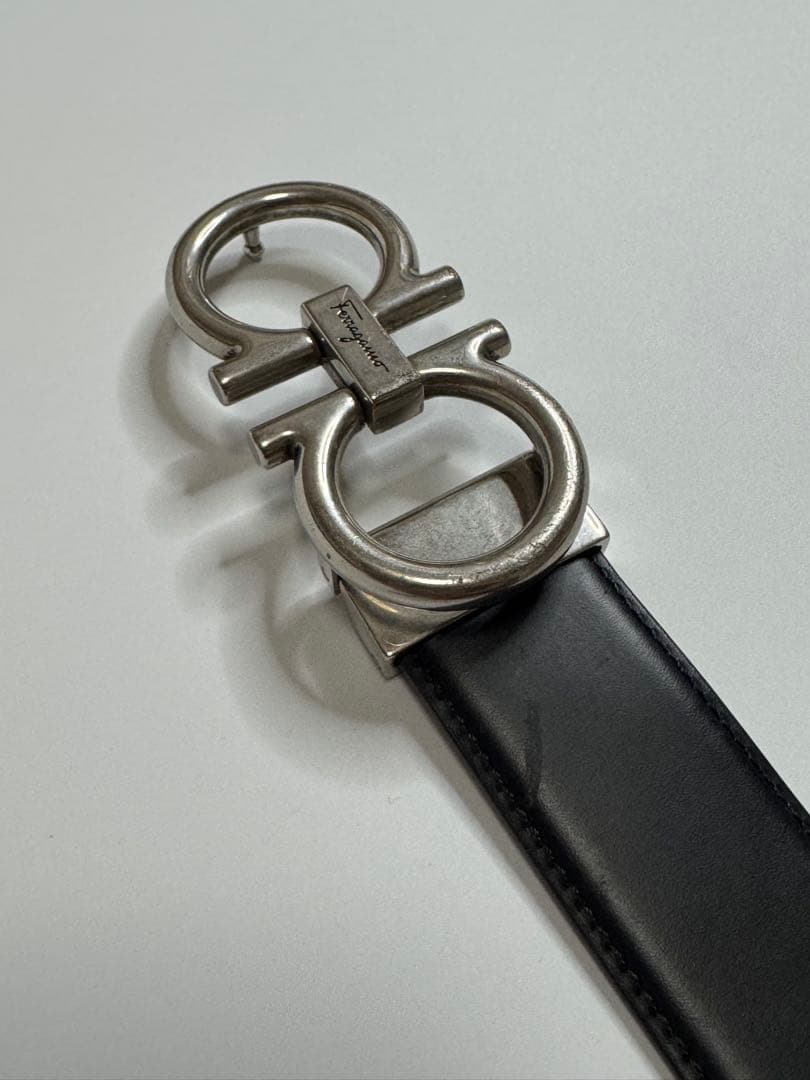 【イタリア製】サルバトーレフェラガモ　ガンチーニ　ブラック　レザーベルト