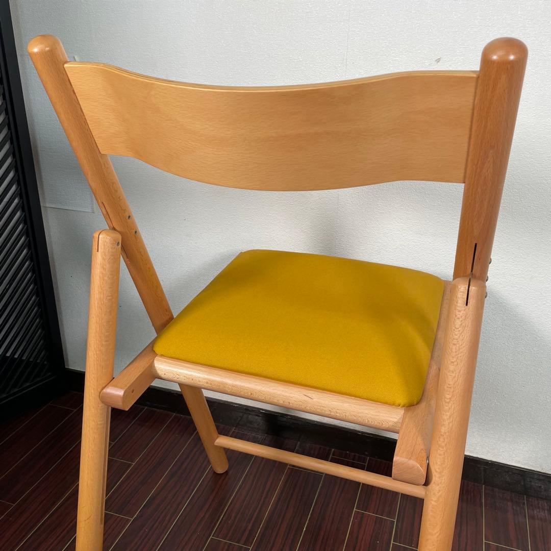 座面張替え済♪ 廃盤人気商品 無印 フォールディングチェア 折り畳みチェア 北欧