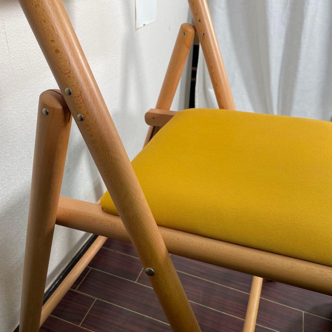 座面張替え済♪ 廃盤人気商品 無印 フォールディングチェア 折り畳みチェア 北欧