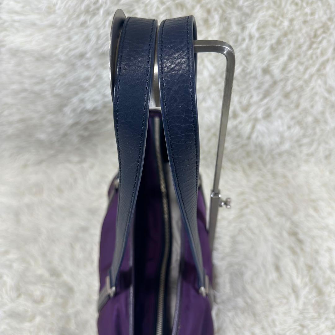 ポールスミス ビジネス トートバッグ パープル ナイロン レザー ロゴ