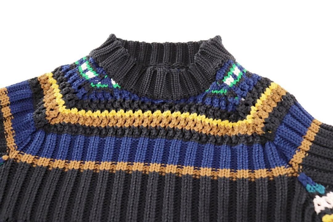 入手困難★sacaiサカイ★完売ニットプルオーバーマルチ黒