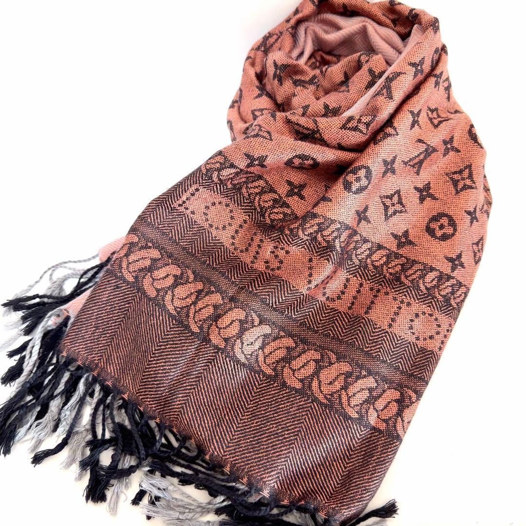 ルイヴィトン ストール パープル ピンク スカーフ マフラー