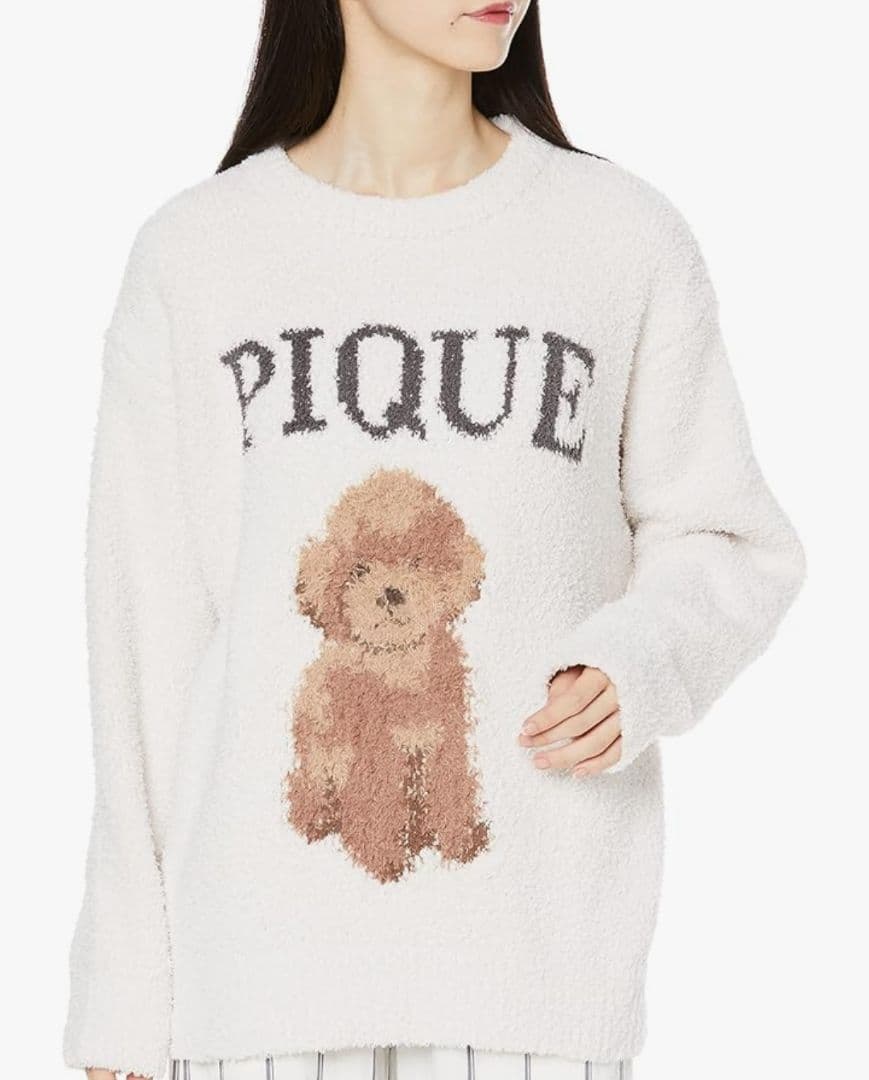 新品未使用　ジェラートピケ トイプードルジャガードプルオーバー アイボリー
