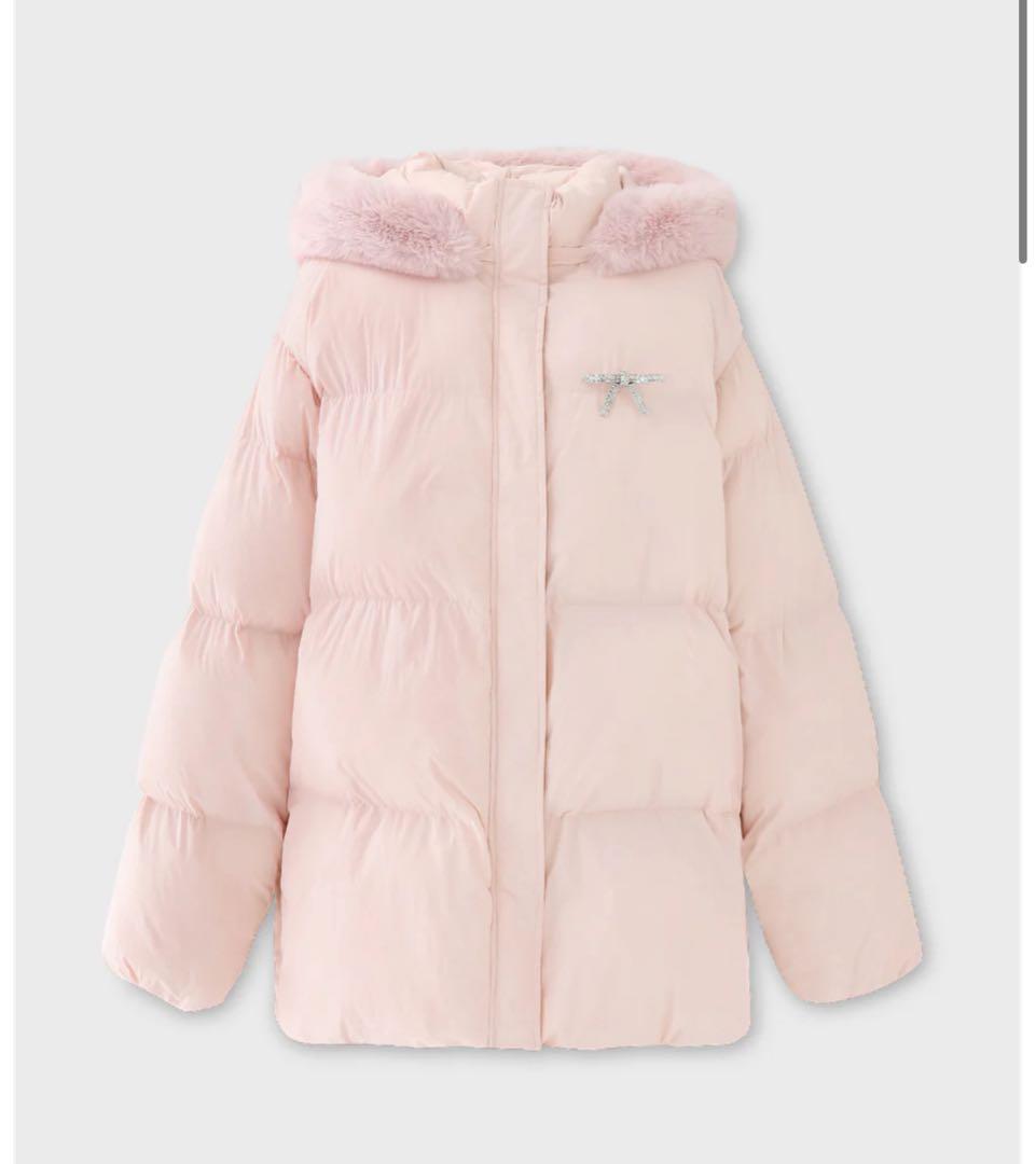 エムミーエメ Bijou ribbon down jacket pink