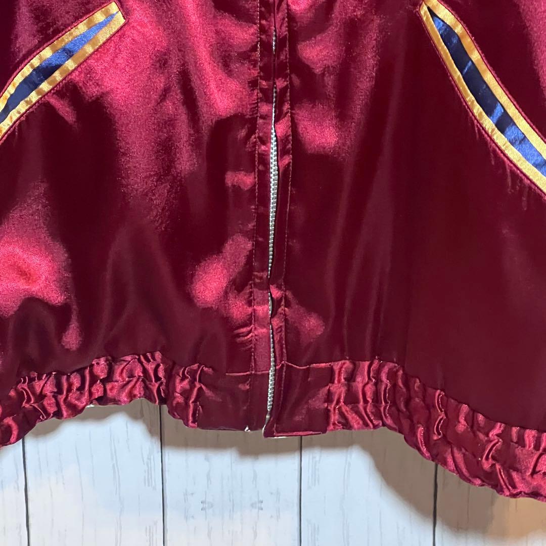 【極美品】 テーラー東洋リバーシブル ボルドー L サテン スカジャン 鷲 日本