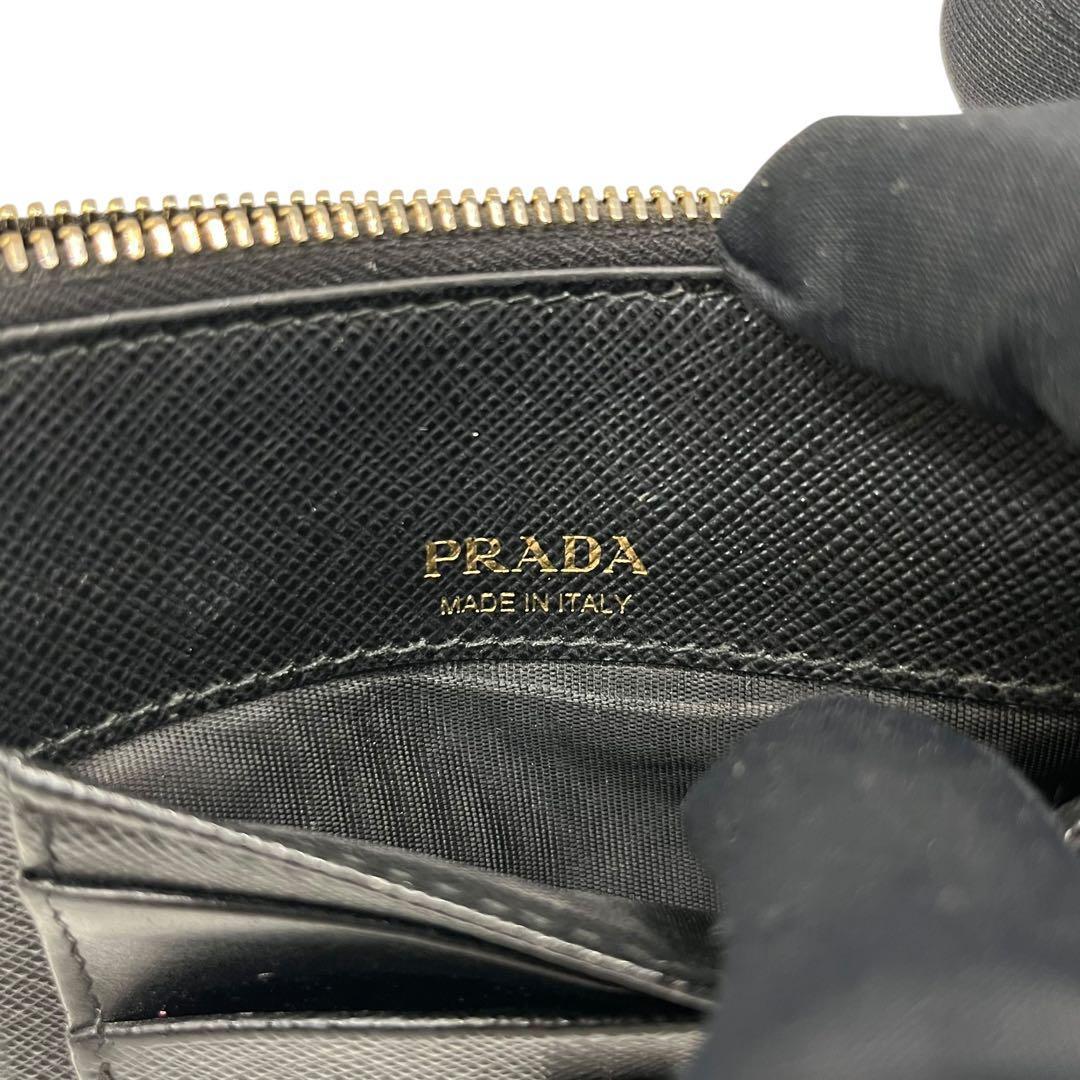希少✨プラダ ミニ財布 ケース サフィアーノレザー シャイン ブラック