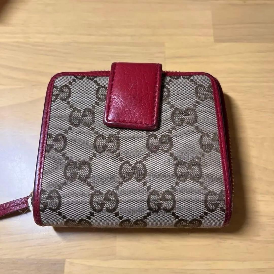 Gucci GGパターン 二つ折り財布 ベージュ/レッド