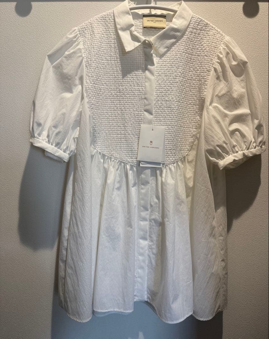 united arrows エンブロイダリー コンビ ショートスリーブ ブラウス