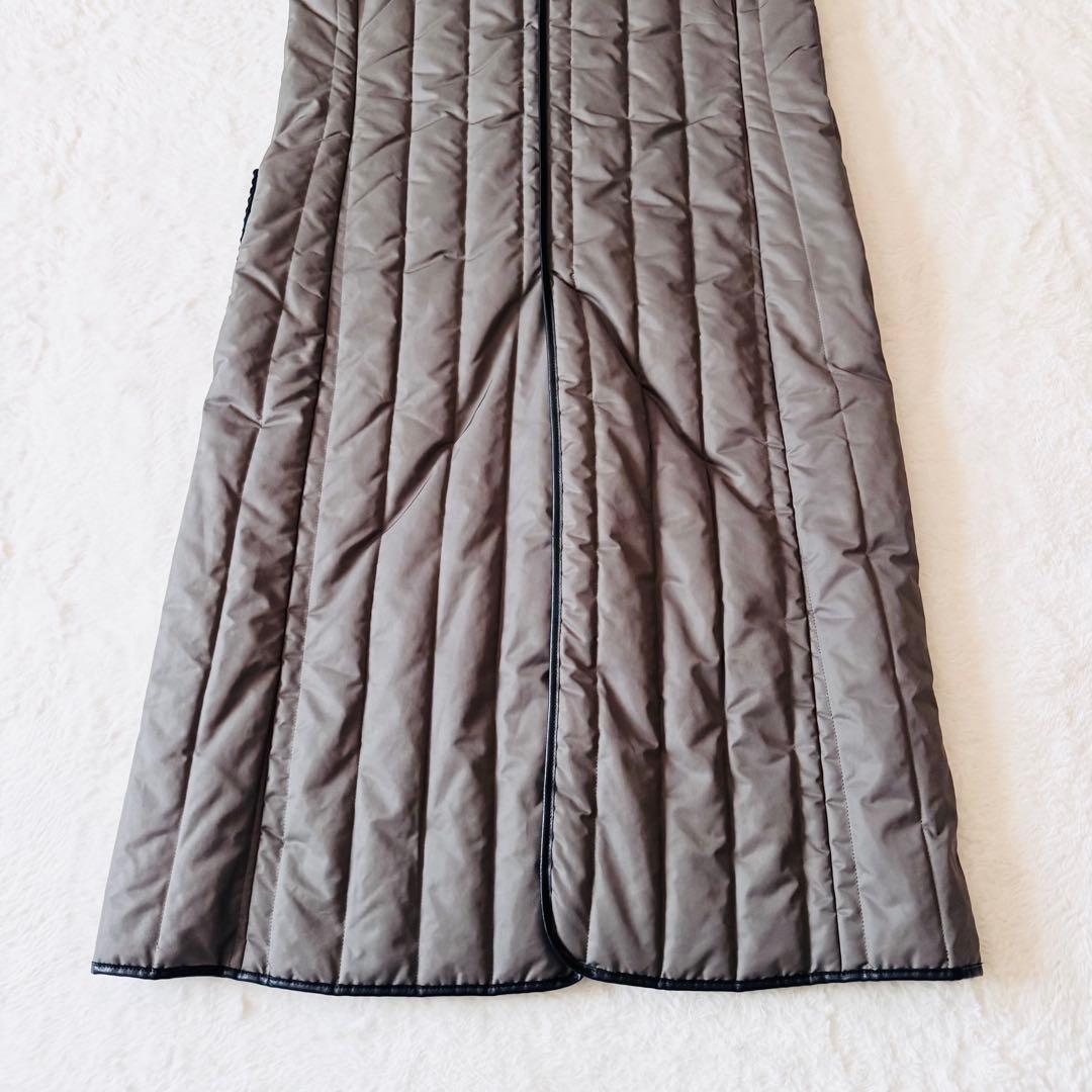 【希少】 チノ キルティングベスト ロング丈 異素材 4ポケット 38 グレー