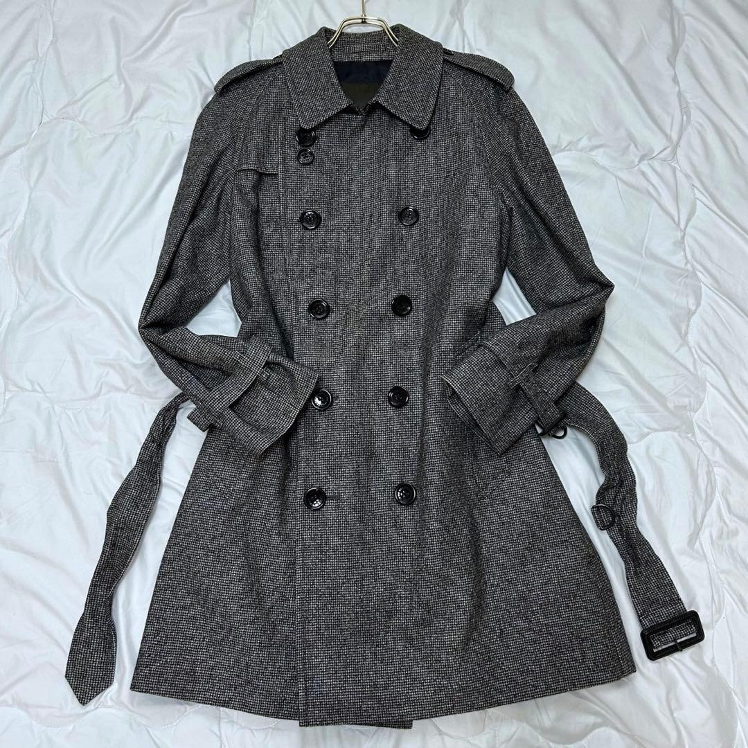 MACKINTOSH LONDON トレンチコート 千鳥格子 ウール 麻 グレー