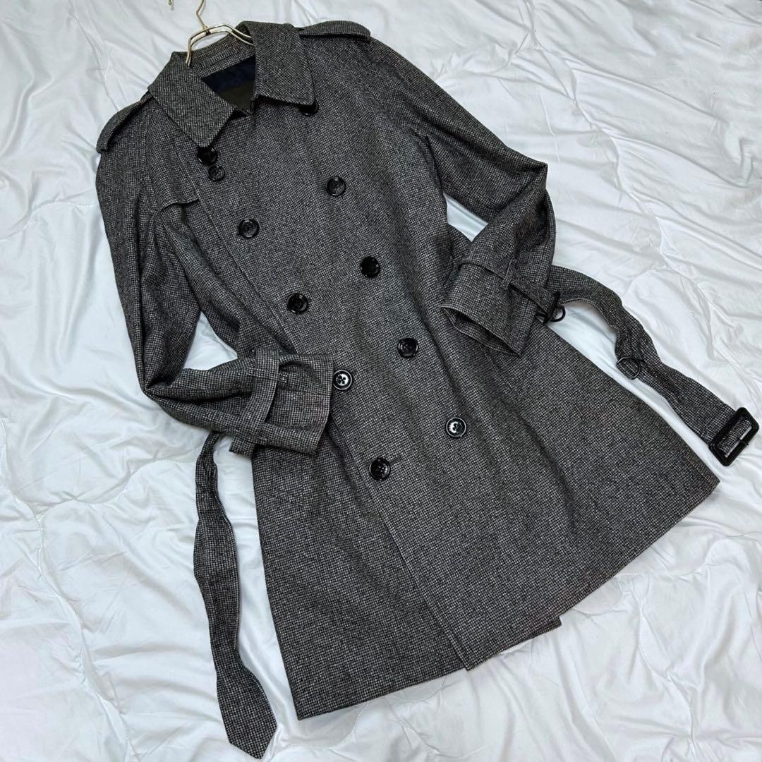 MACKINTOSH LONDON トレンチコート 千鳥格子 ウール 麻 グレー