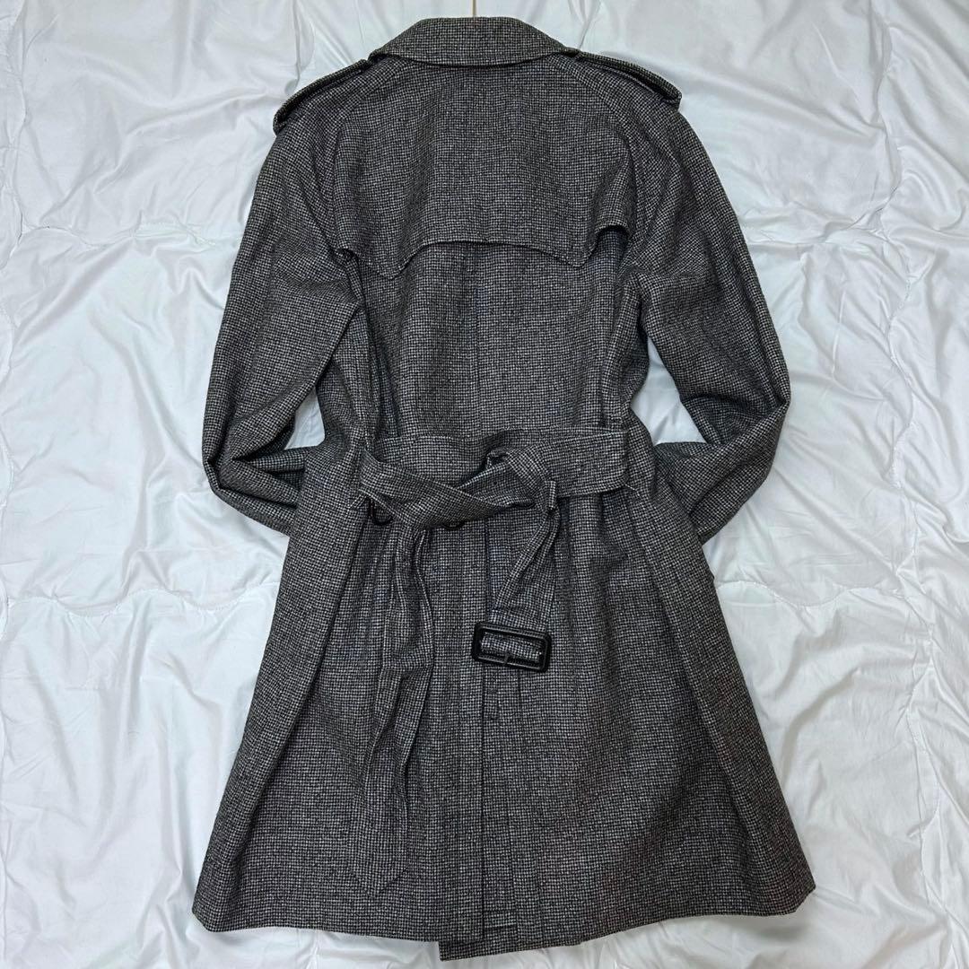 MACKINTOSH LONDON トレンチコート 千鳥格子 ウール 麻 グレー
