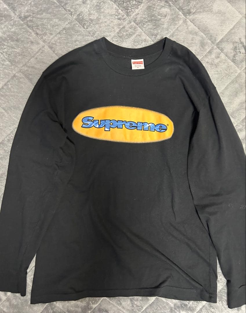 Supreme ロゴプリント 長袖カットソー 黒 あつむ着用