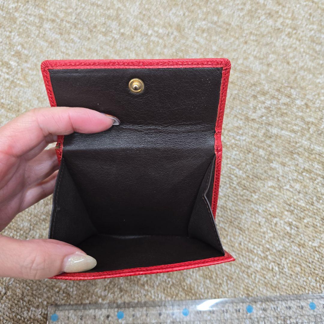 レザー 二つ折り財布 レッド