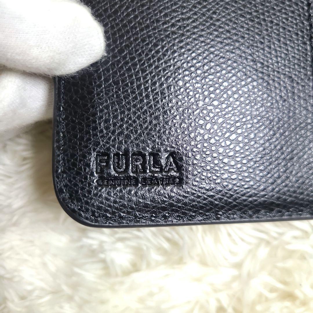 FURLA フルラ カメリア 二つ折り財布 現行ロゴ レザー ブラック