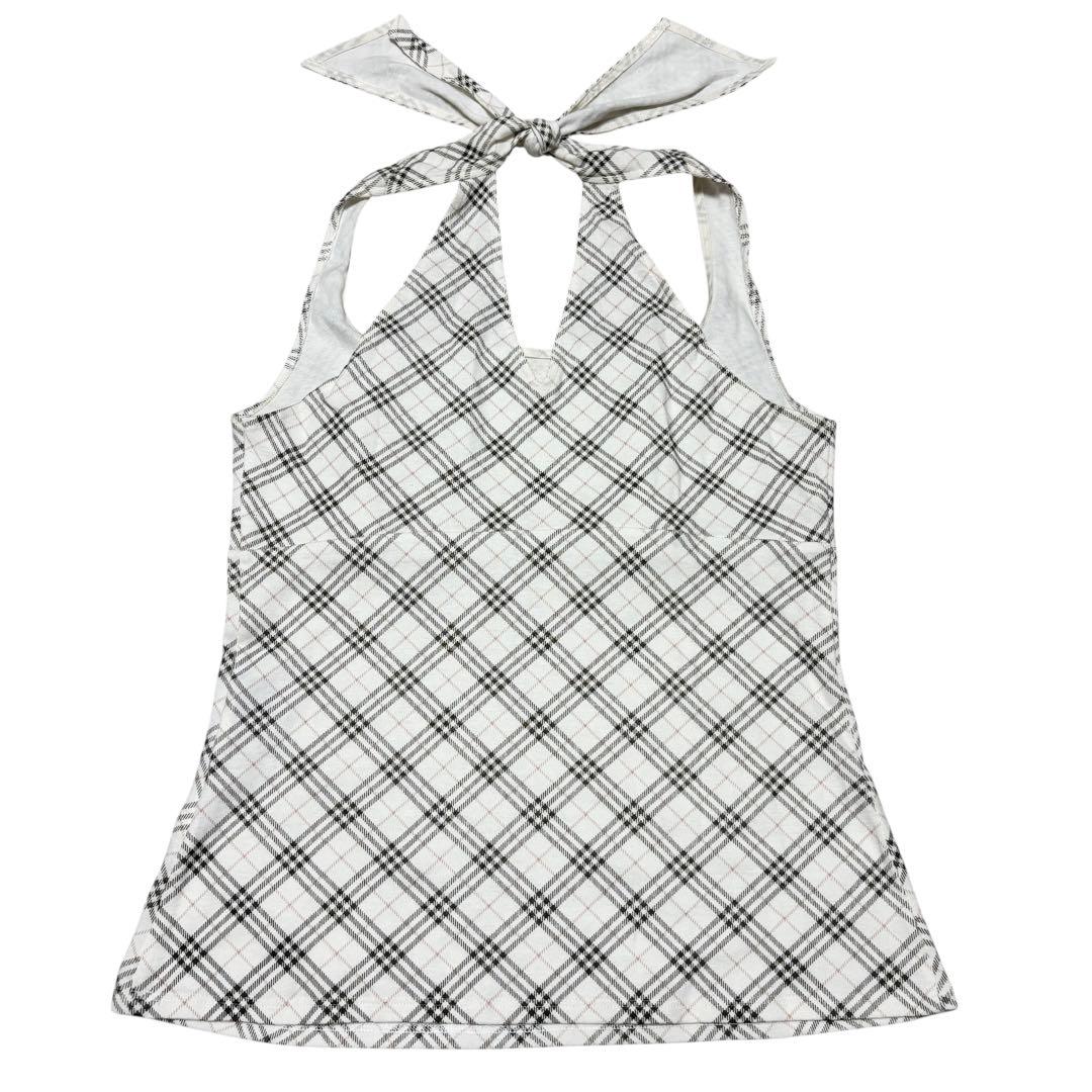 美品 BURBERRY バーバリー ノバチェック リボン タンクトップ ホワイト