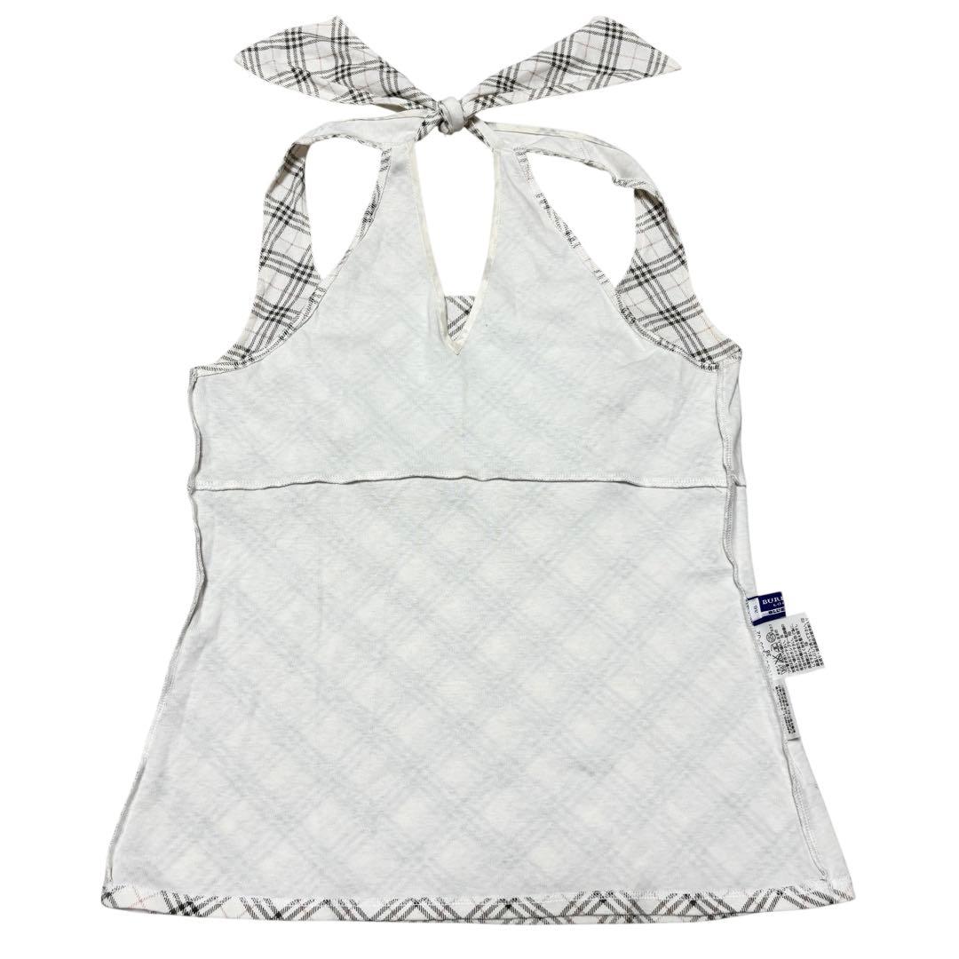 美品 BURBERRY バーバリー ノバチェック リボン タンクトップ ホワイト