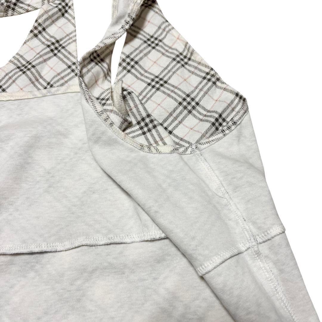 美品 BURBERRY バーバリー ノバチェック リボン タンクトップ ホワイト