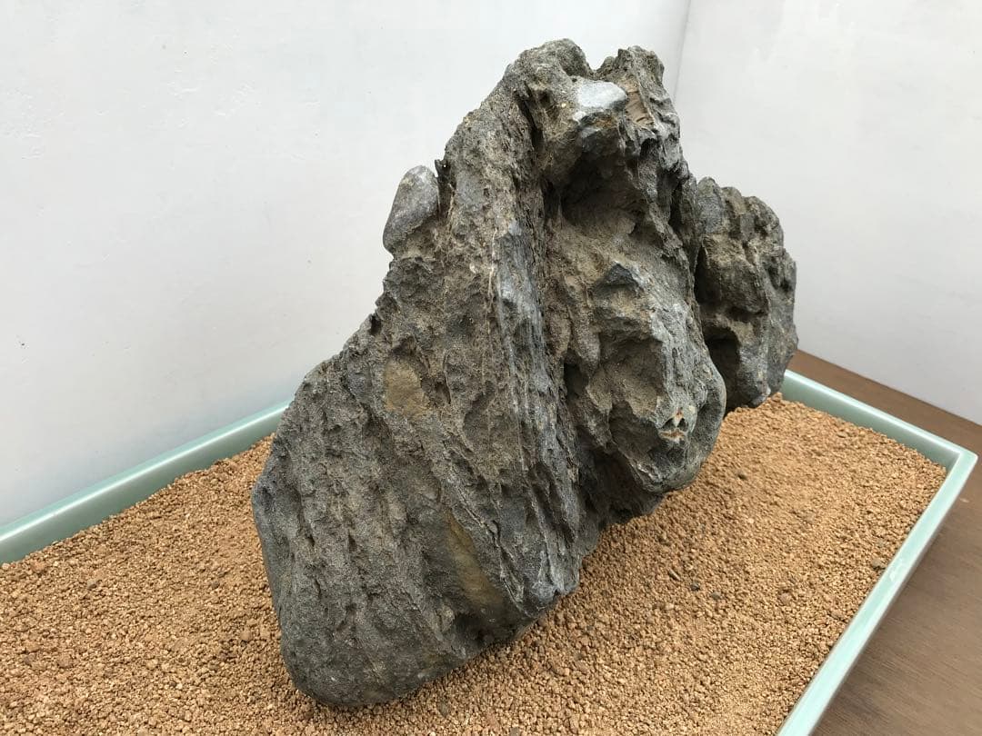 【水石】銘石 加茂川『真黒石』　加茂川石