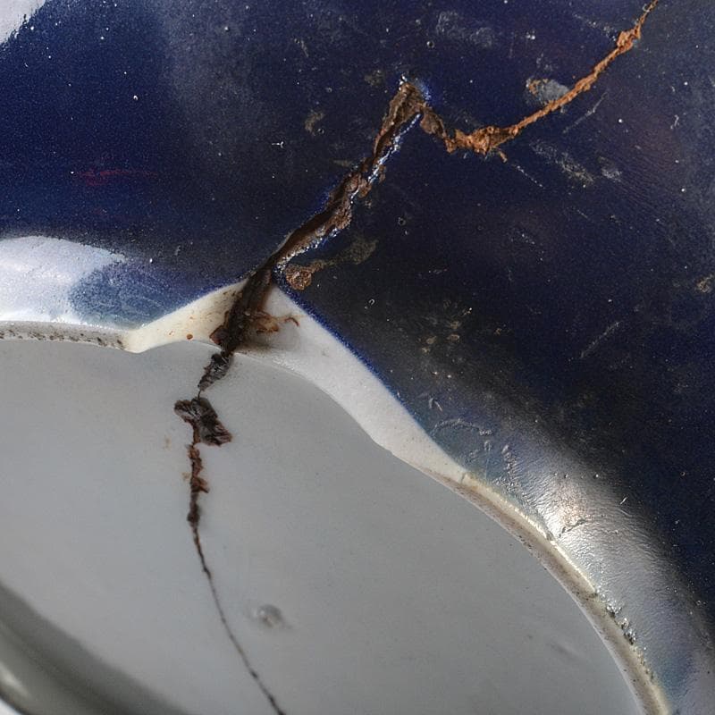 伊万里焼　古伊万里　染付　花文鉢　金継ぎ直し　桐箱付　V　R5888