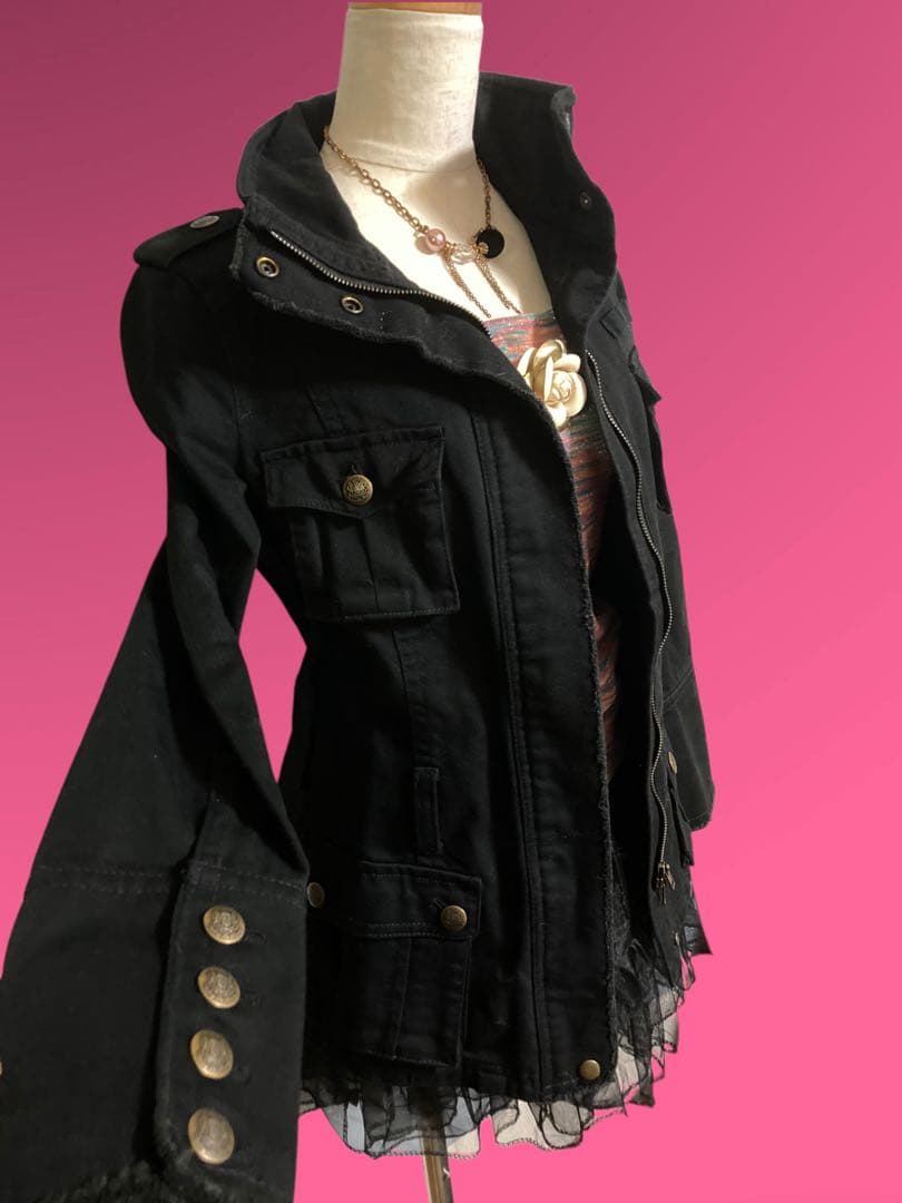 y2k黒デニムNANAフェアリーグランジパンクライダース古着屋ロックパンク