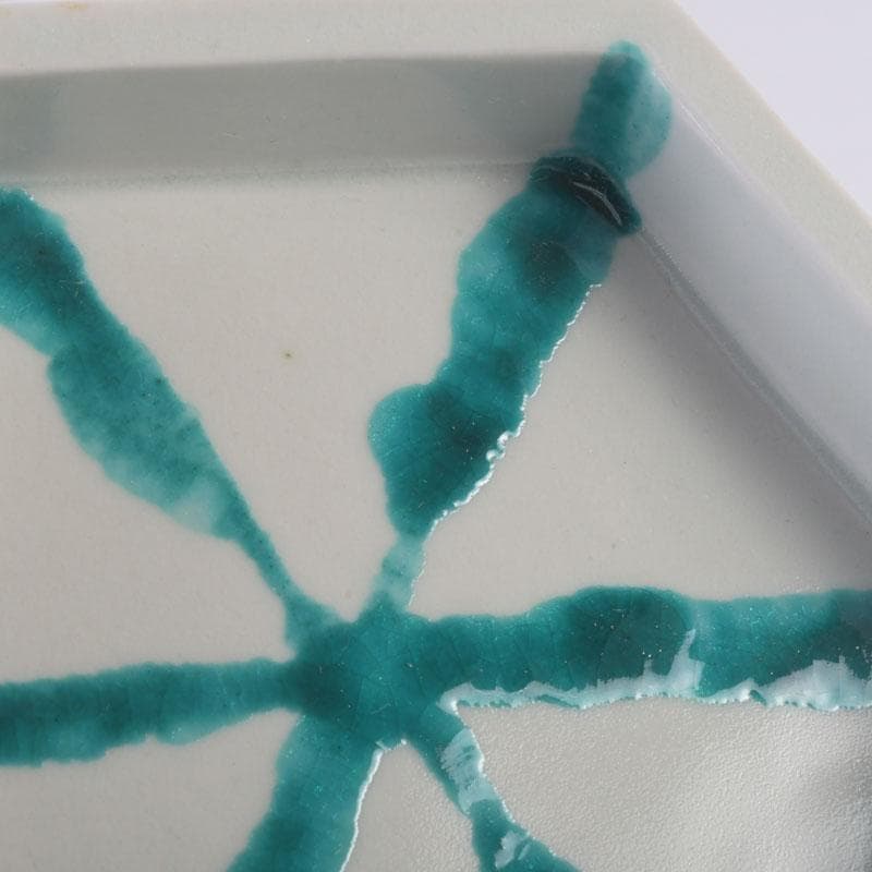 和食器　茶懐石　倶門窯　瀧田項一作　上絵六角皿揃　六客　共箱　M　9886