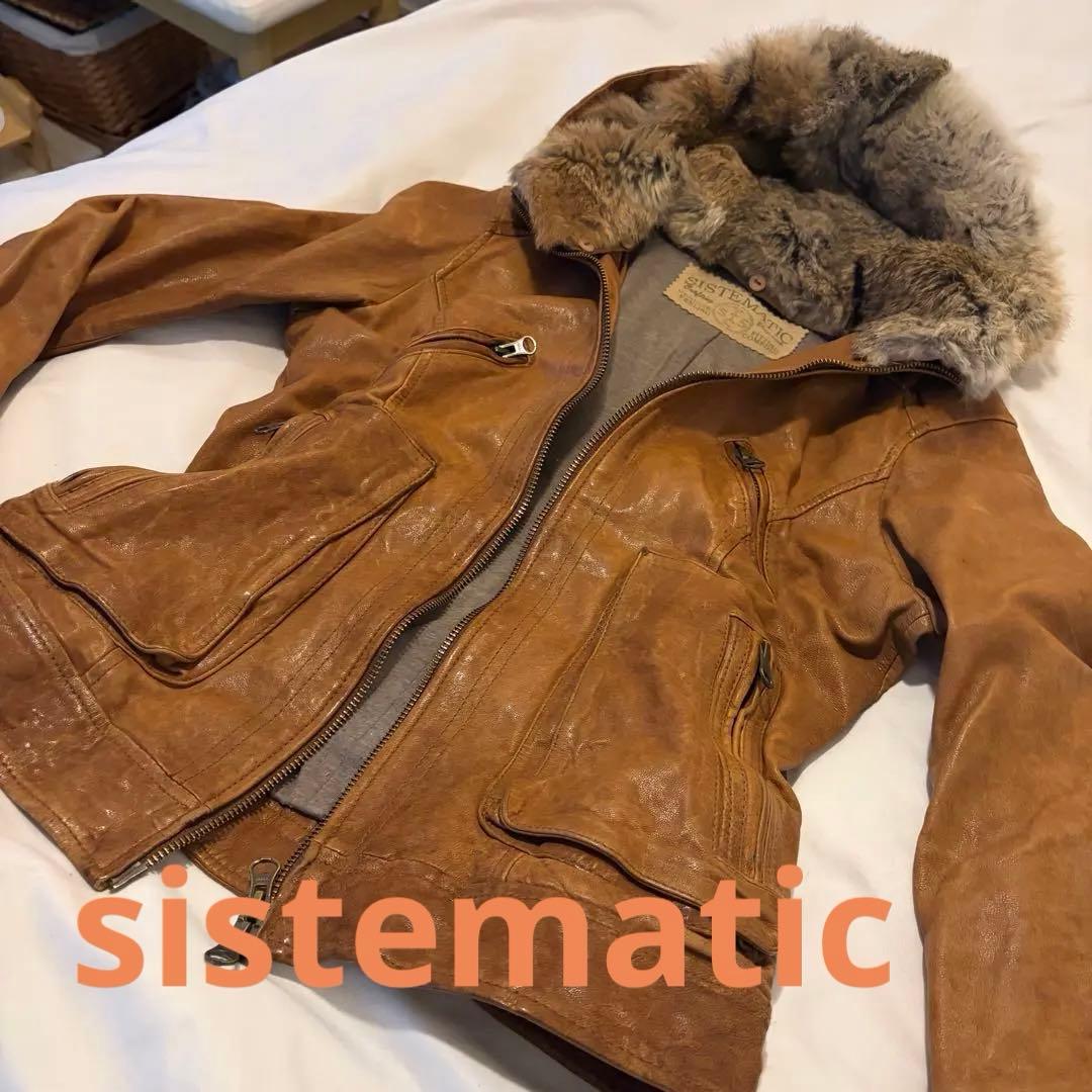sistematic 羊革 レザージャケット　y2k ダブルジッパー