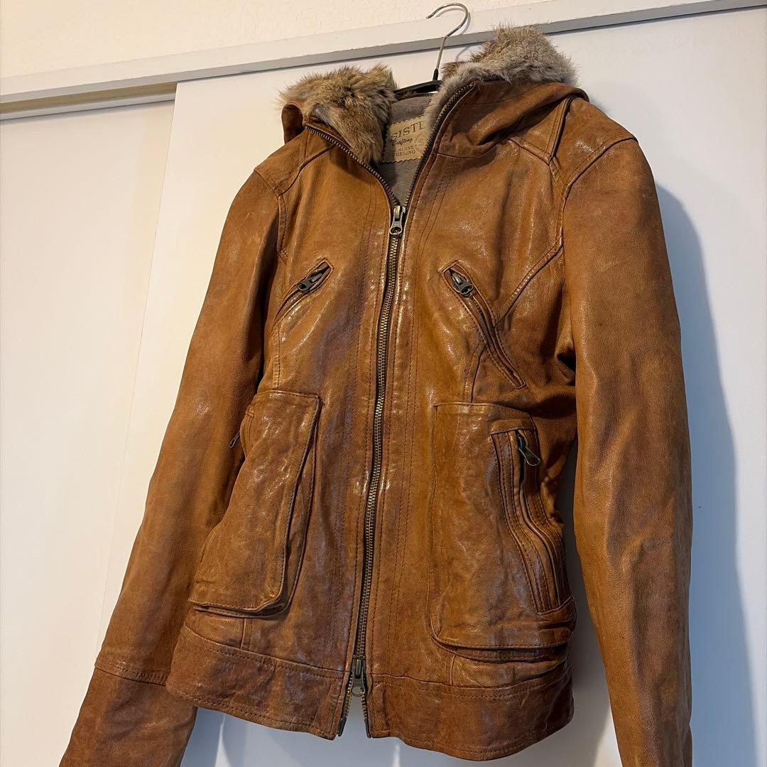 sistematic 羊革 レザージャケット　y2k ダブルジッパー