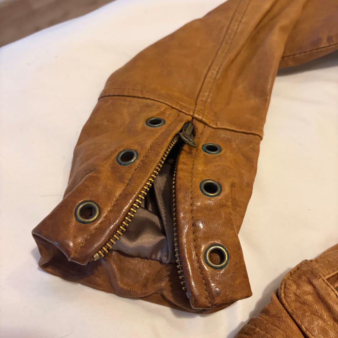 sistematic 羊革 レザージャケット　y2k ダブルジッパー