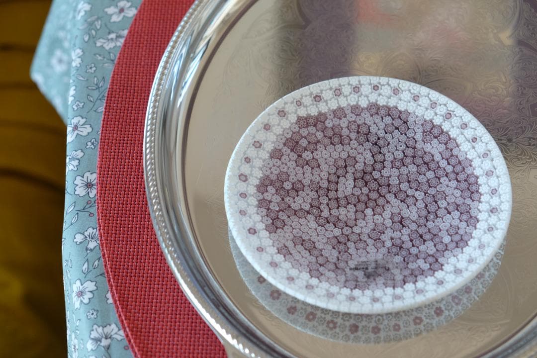 ベネチアンガラス ミルフィオリ プレート エルコーレモレッティ　江波冨士子