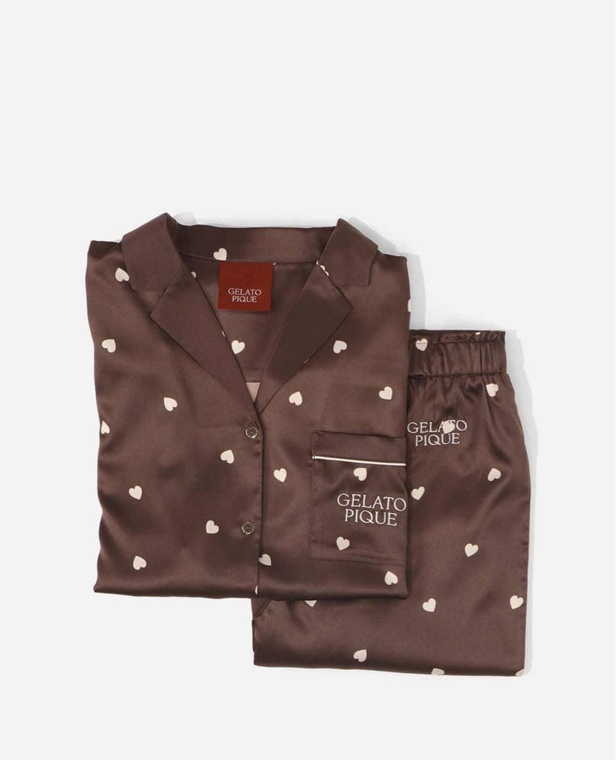 ジェラートピケ 2025年Valentine ハート柄サテンシャツ＆ロングパンツ