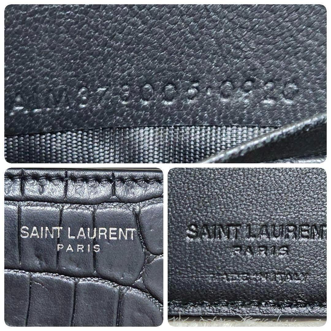 ✨極美品✨サンローラン　マネークリップ　クロコ　カサンドラ　レザー　ブラック