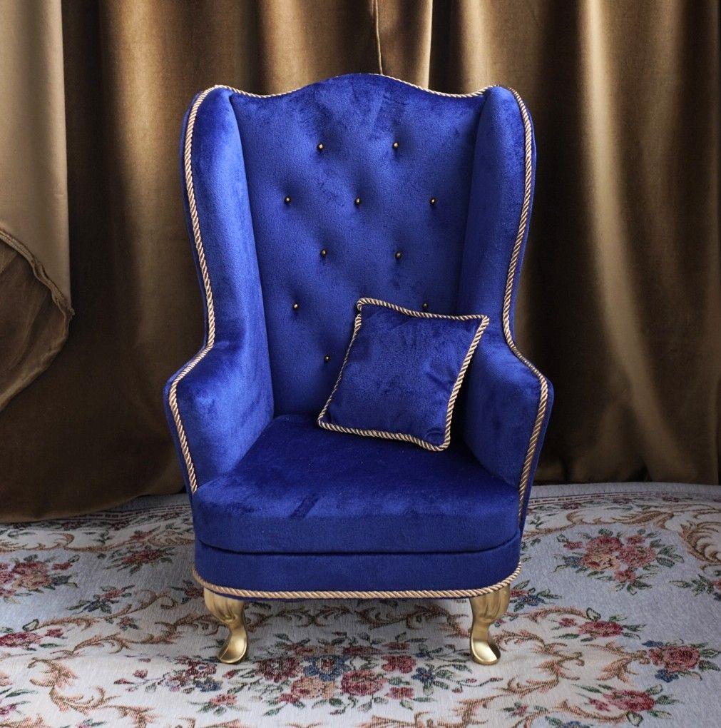 無言取引◎匿名配送 1/3ウィングチェア1人用 群青