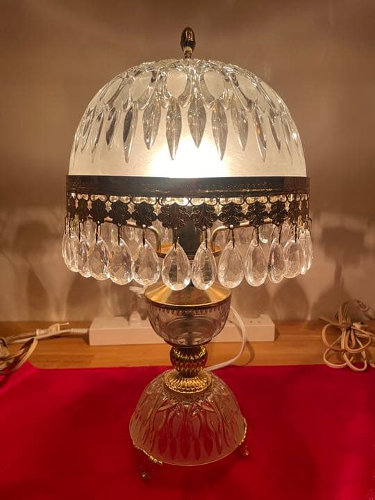 美品　ガラス　シャンデリアランプ　アンティークランプ