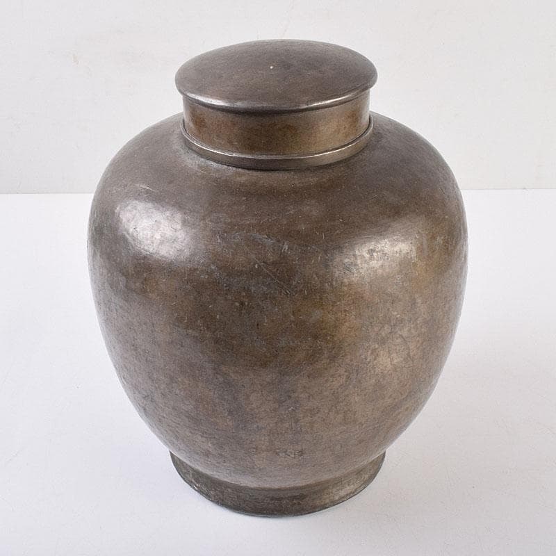 くろむ　古錫　鮎銅銘　大茶壷　茶心壷　重さ約1711ｇ　M　R8997H