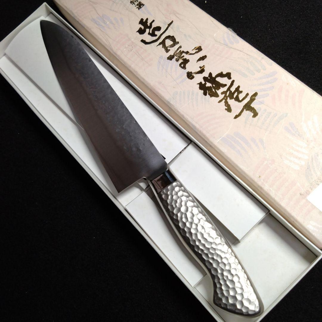 【牛刀】未使用　特選　造刃気心　刃舟　鎚目包丁　オールステンレス　モナカハンドル