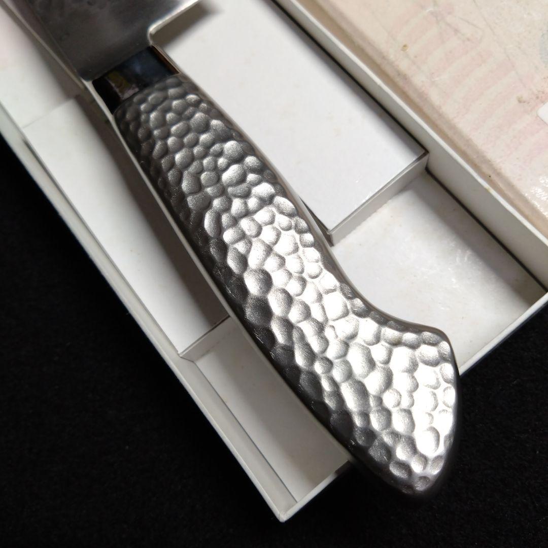 【牛刀】未使用　特選　造刃気心　刃舟　鎚目包丁　オールステンレス　モナカハンドル