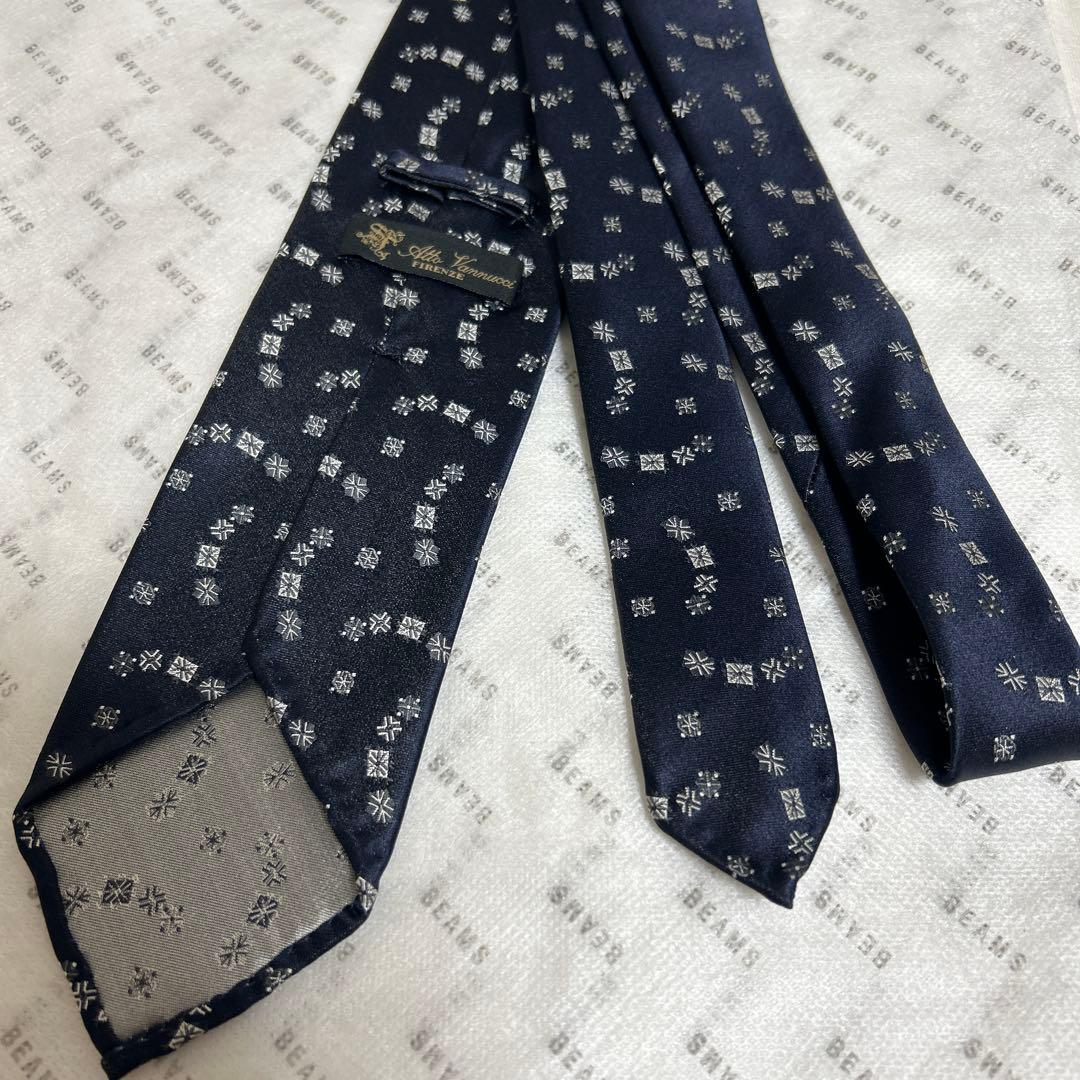 【値下✴︎極美品】Atto Vannucci／アットヴァンヌッチ ネイビー小紋タイ