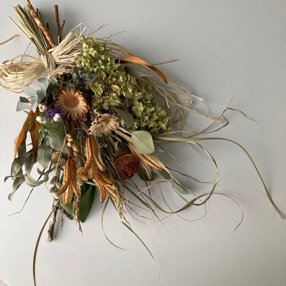 ワイルドフラワー　ナチュラル　草原　スワッグ　ブーケ　ドライフラワー　春
