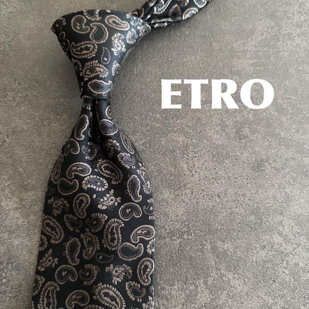 【超美品】ETRO エトロ　ペイズリー　ネクタイ　ブラック