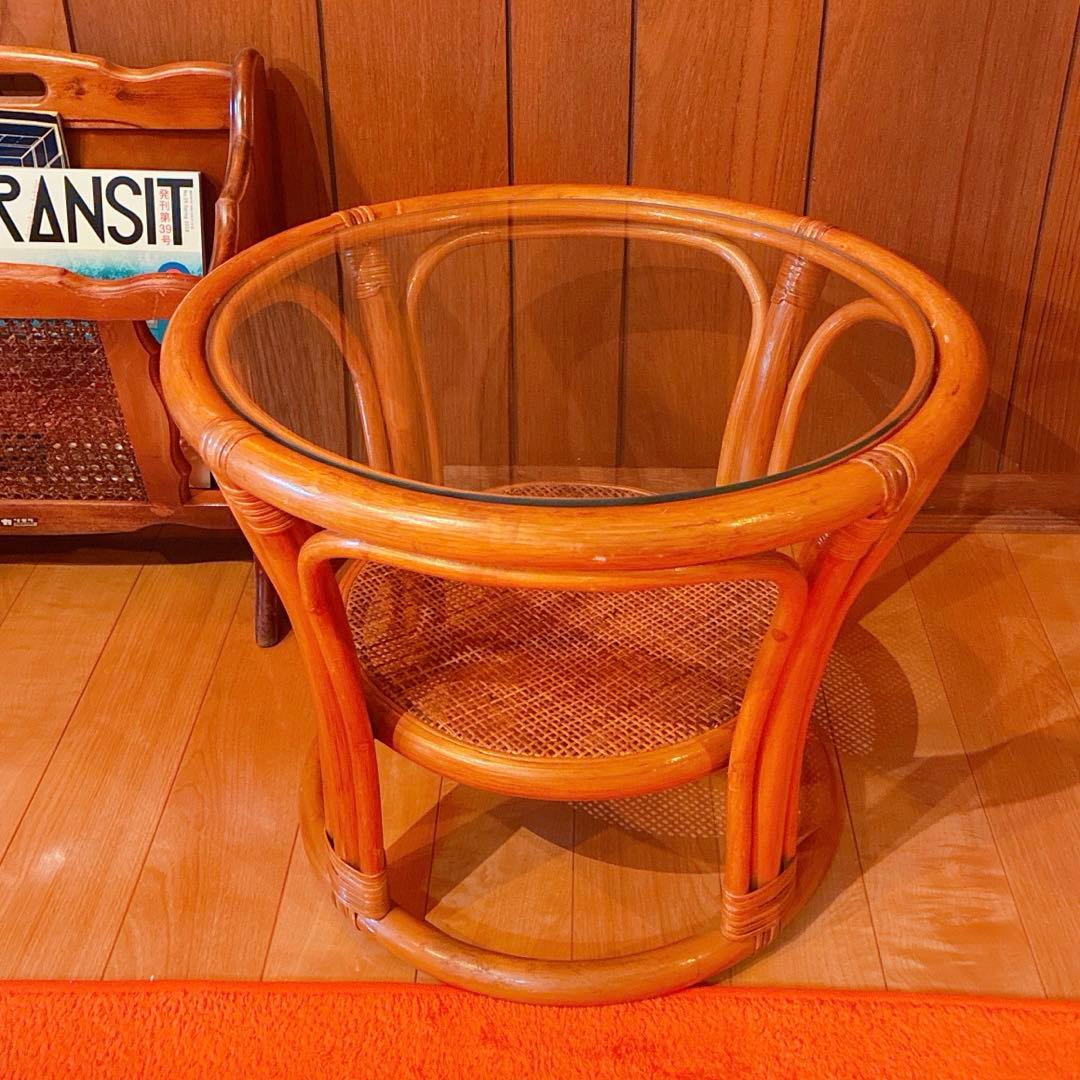 ラタン　テーブル　ヴィンテージ 籐 ジャパニーズモダン ナチュラル