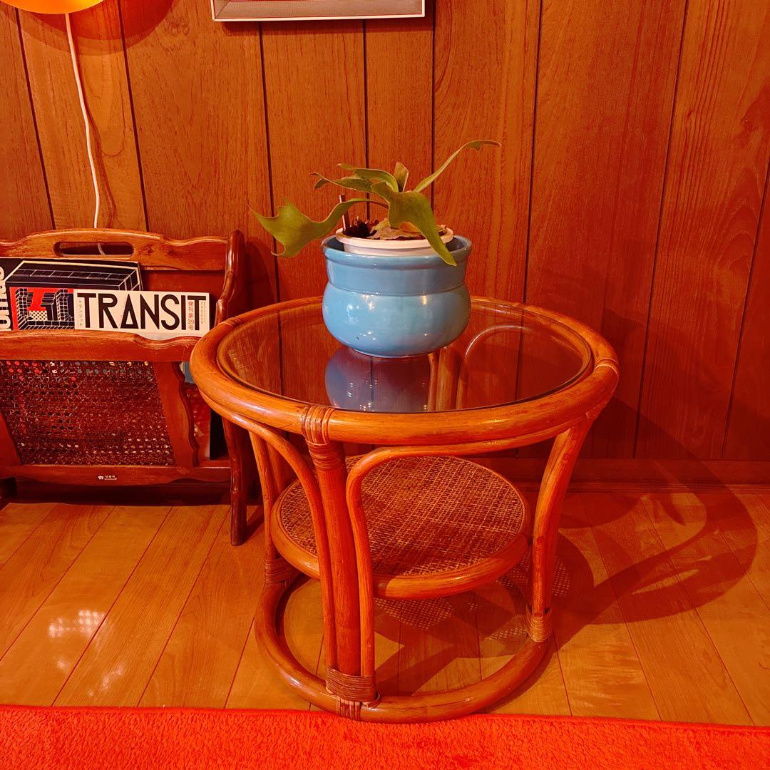 ラタン　テーブル　ヴィンテージ 籐 ジャパニーズモダン ナチュラル