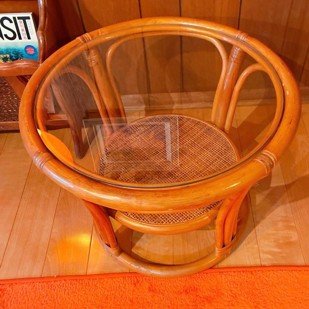 ラタン　テーブル　ヴィンテージ 籐 ジャパニーズモダン ナチュラル